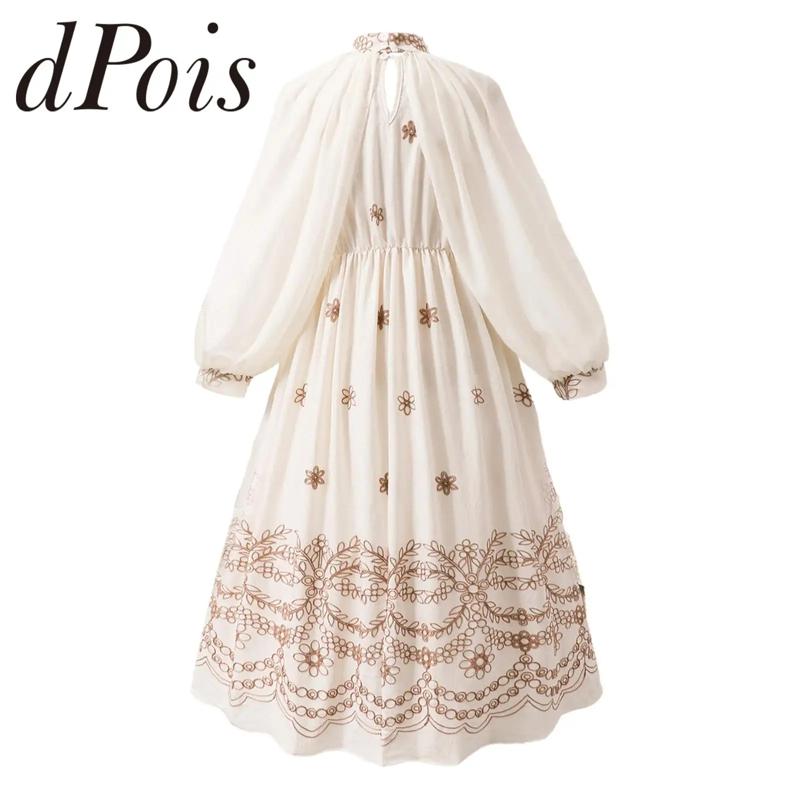 Girls Ethnic Style Sleeveless Floral Embroidery Dress Kids Carnival Stage Performance Costumes Festive Party Dress