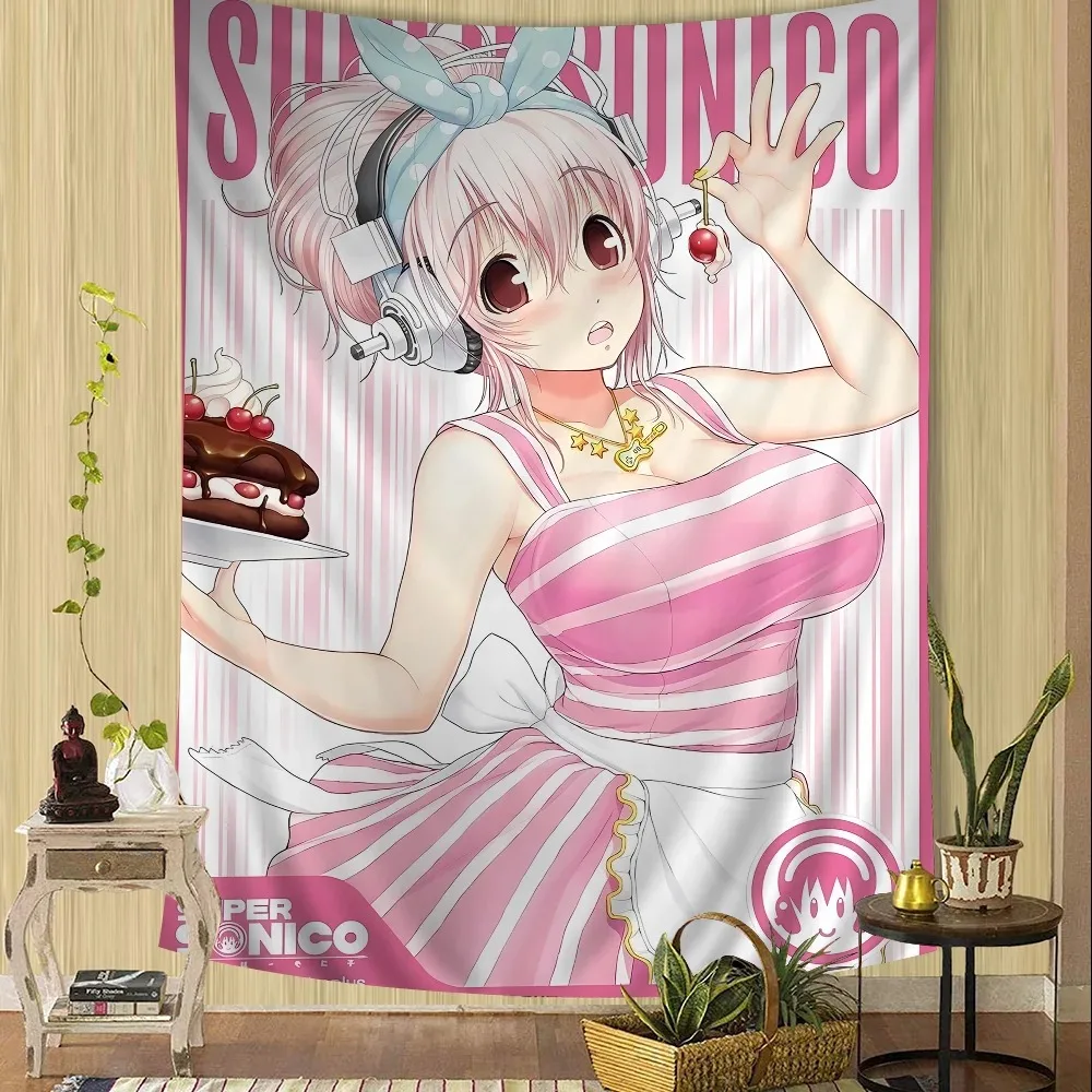 Tapisserie murale Manga Super Sonico, décor de salle de Science-Fiction, affiche suspendue pour chambre à coucher et salon