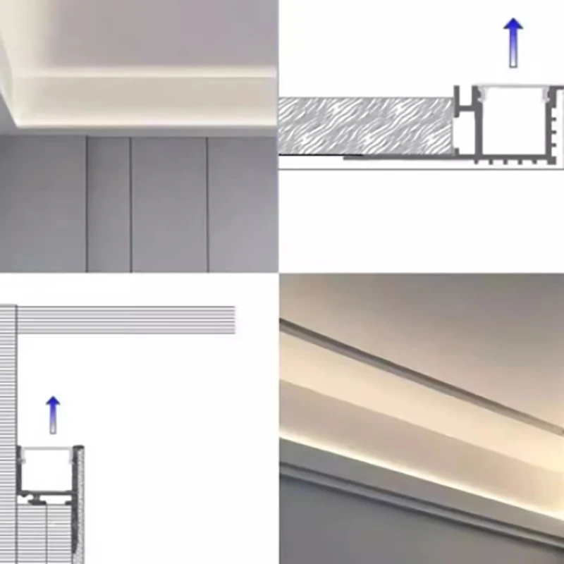 ไฟ LED อลูมิเนียมโปรไฟล์1เมตรมุมด้านบนเป็นเส้นตรงโคมไฟล้างผนังด้านข้าง