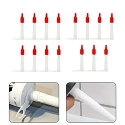 15set Silicone Tube Nozzle Cap Replacement Tips Caulk With Red Nozzle Cartridge Spare 10.5cm Length Resealable Tube Spout Cap