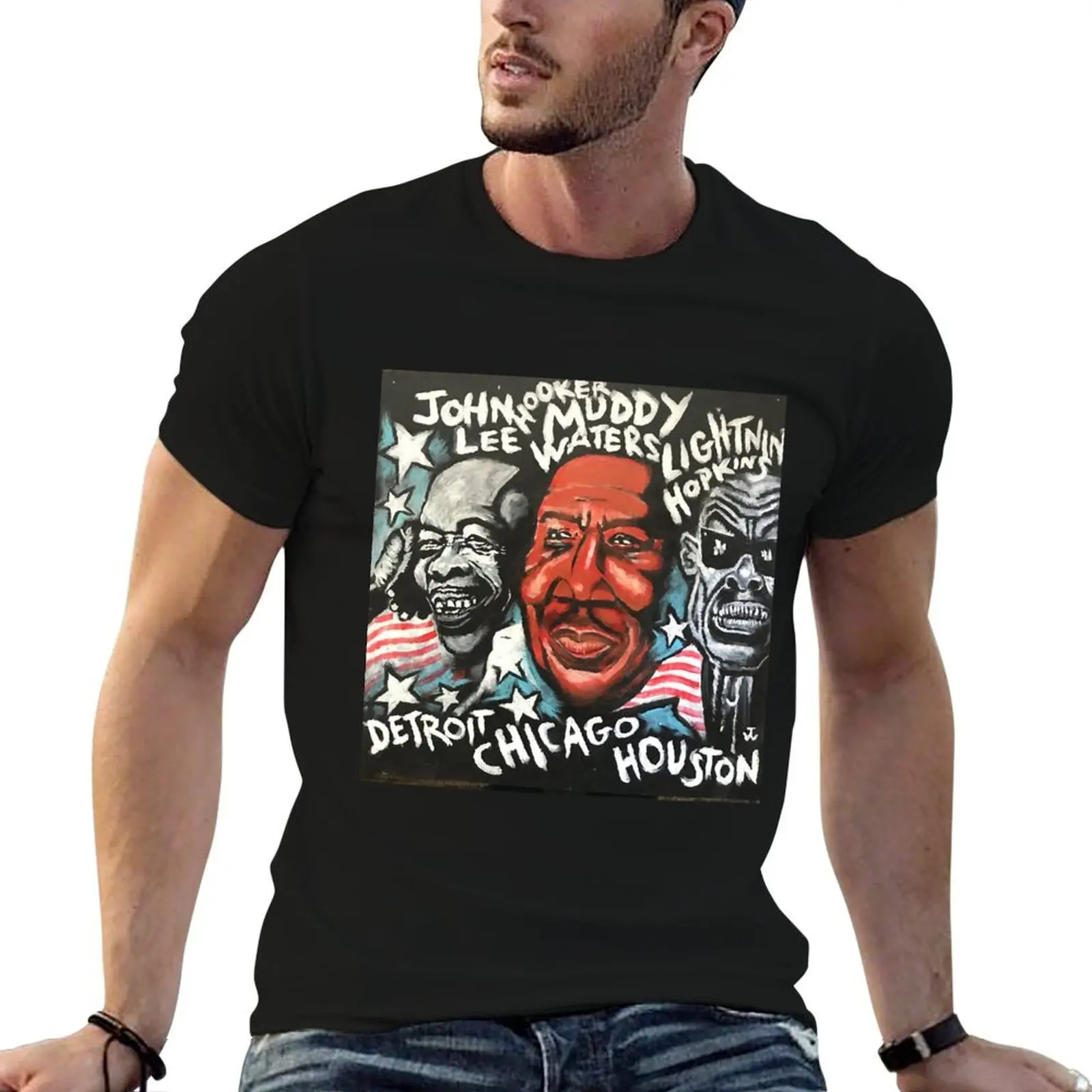 

MUDDY WATERS JOHN LEE HOOKER LIGHTNIN T-Shirt cotton tshirt 100% printed t shirts for man graphic t shirts for man T-shirt