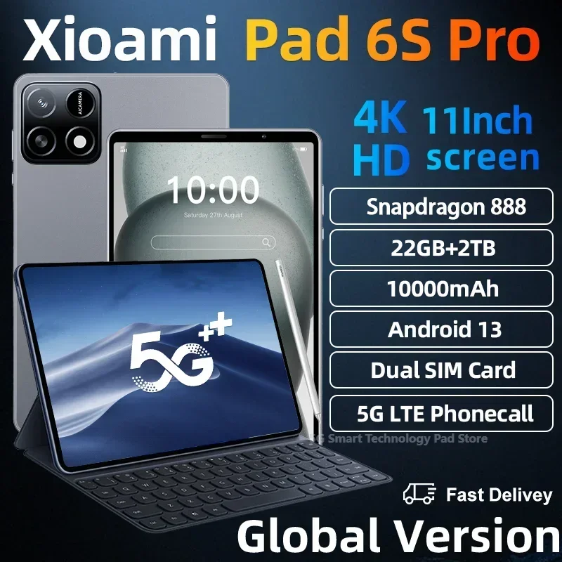 2024 Original Global Version Tablets PC Pad 6 Pro Snapdragon 888 Android 13 HD 4K 22GB+2TB 5G Tablets Dual SIM Card WIFI Mi Tab