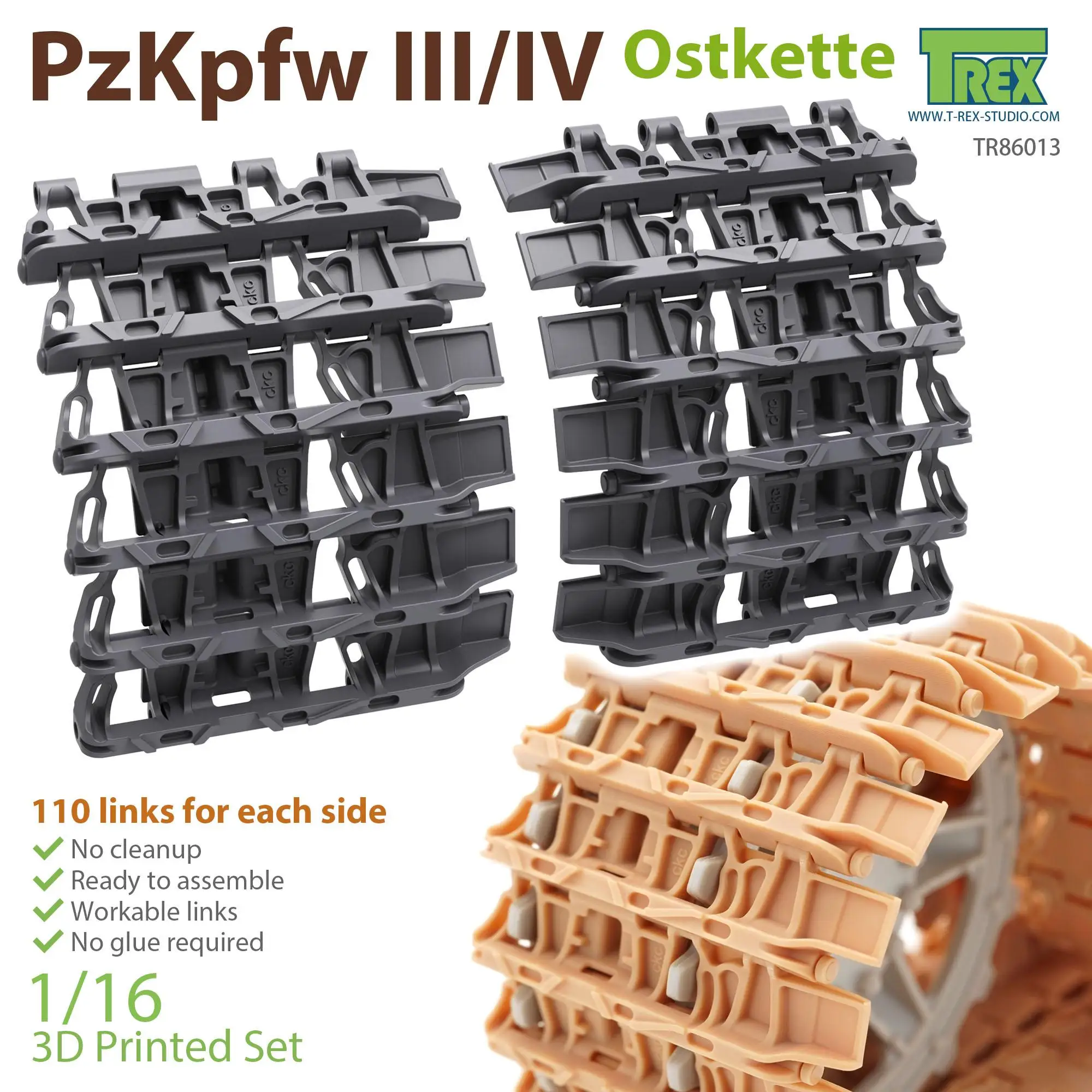 

T-REX 86013 1/16 PzKpfw.III/IV Ostkette 3D Print Set