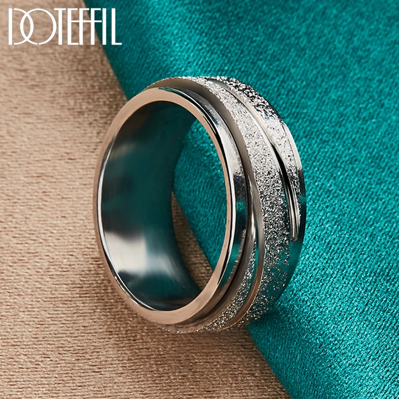 DOTEFFIL 925 Sterling Silver Matte Frosted Ring For Woman Man Fashion Wedding Engagement Party Gift Charm Jewelry
