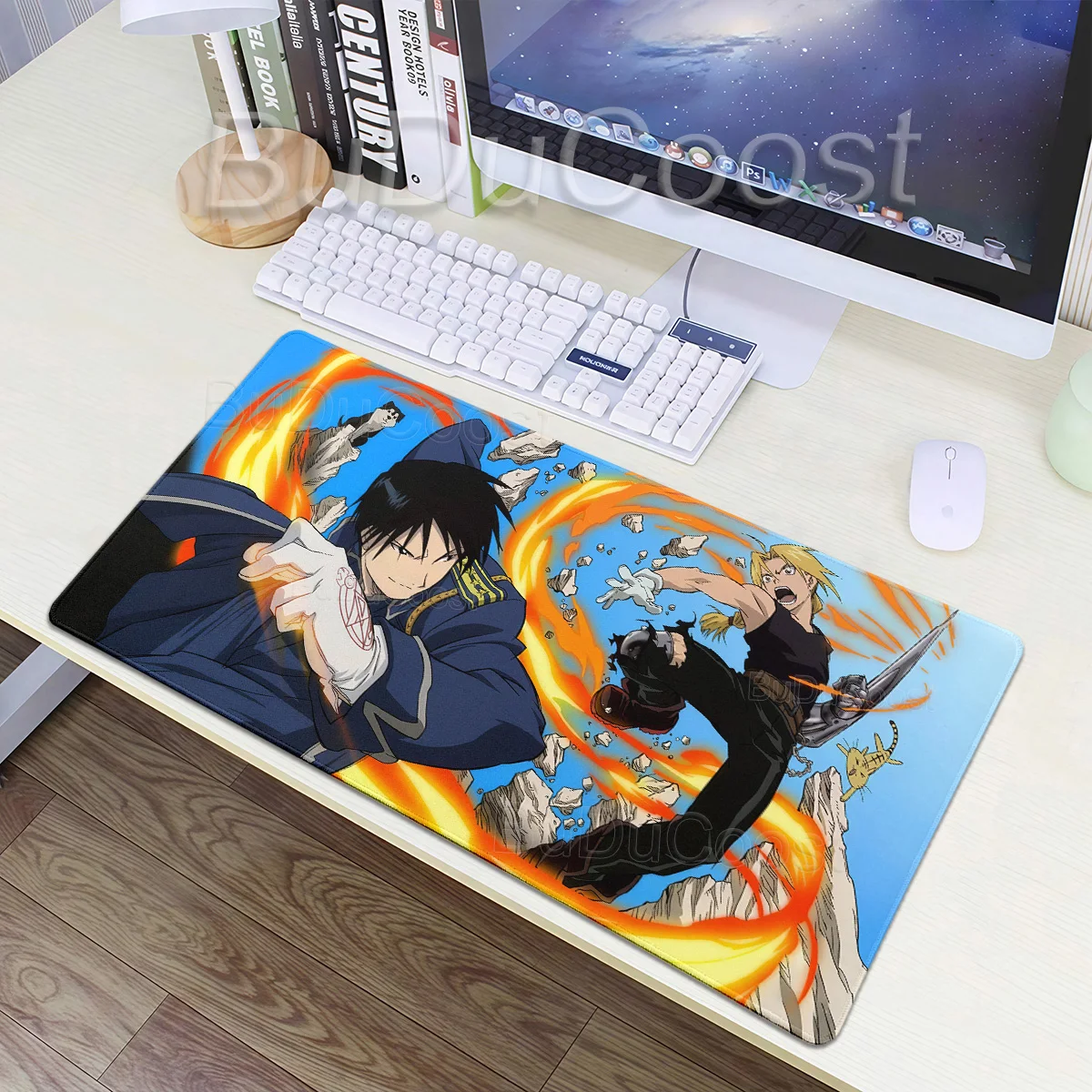 Fullmetal Alchemist Mauspad, Mauspad für Gaming, Gamer, große Schreibtischunterlage, Tastatur, Anime, Gamer, kompletter Teppich, Kawaii, PC-Zubehör