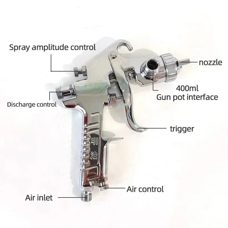

Pneumatic Paint Spray Gun W-77 Upper Pot Lower Pot High Atomization Auto Furniture Spray Gun 2.0/2.5/3.0 nozzle Spray Gun
