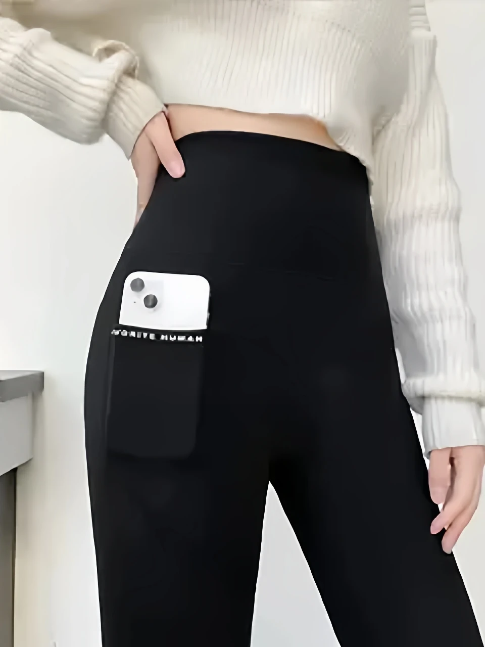 Cintura alta Fce forrado micro queimado arcaskin Yoga Calças femininas outono inverno agasalhos casuais cintura alta com controle de barriga legg...