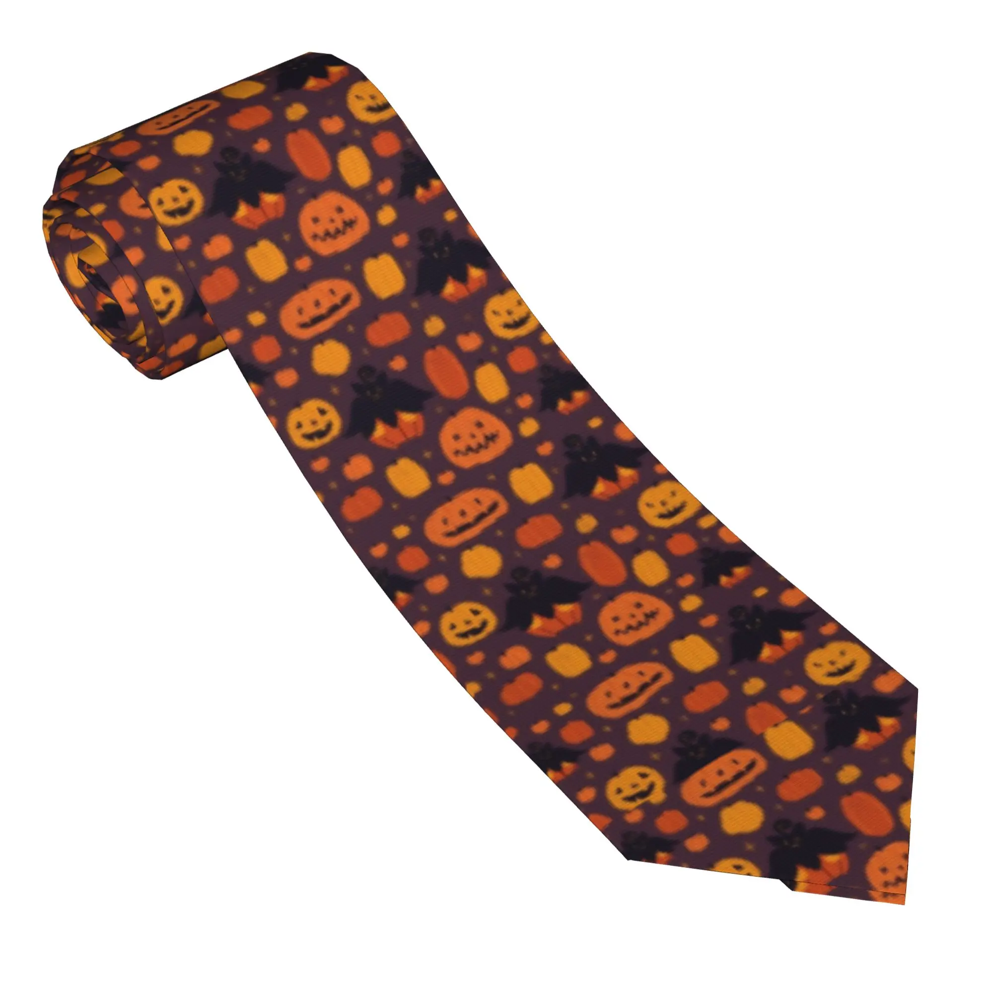 Cartoon Pumpkin Bat Necktie Unisex 8 cm Happy Halloween Neck Tie for Men Skinny Wide Shirt Accessories Gravatas Wedding Party