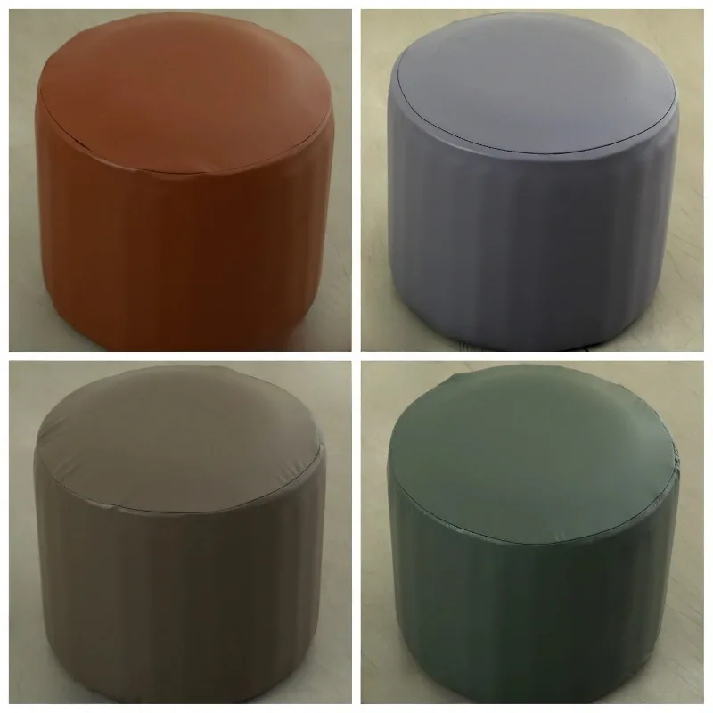 PU Waterproof All Inclusive Cylindrical Ottoman Cover Elastic Footstool 360 Degree Protector Ottoman Cover for Living Room