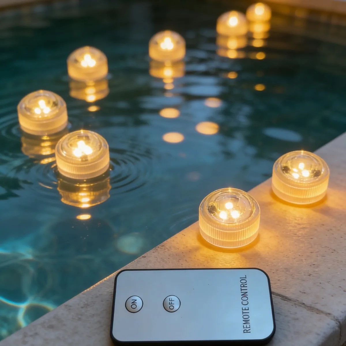 Submersible 13LEDs Lights Waterproof Underwater RGB with Remote Control Colour-Changing Light, Battery-Operated Flameless Lamps
