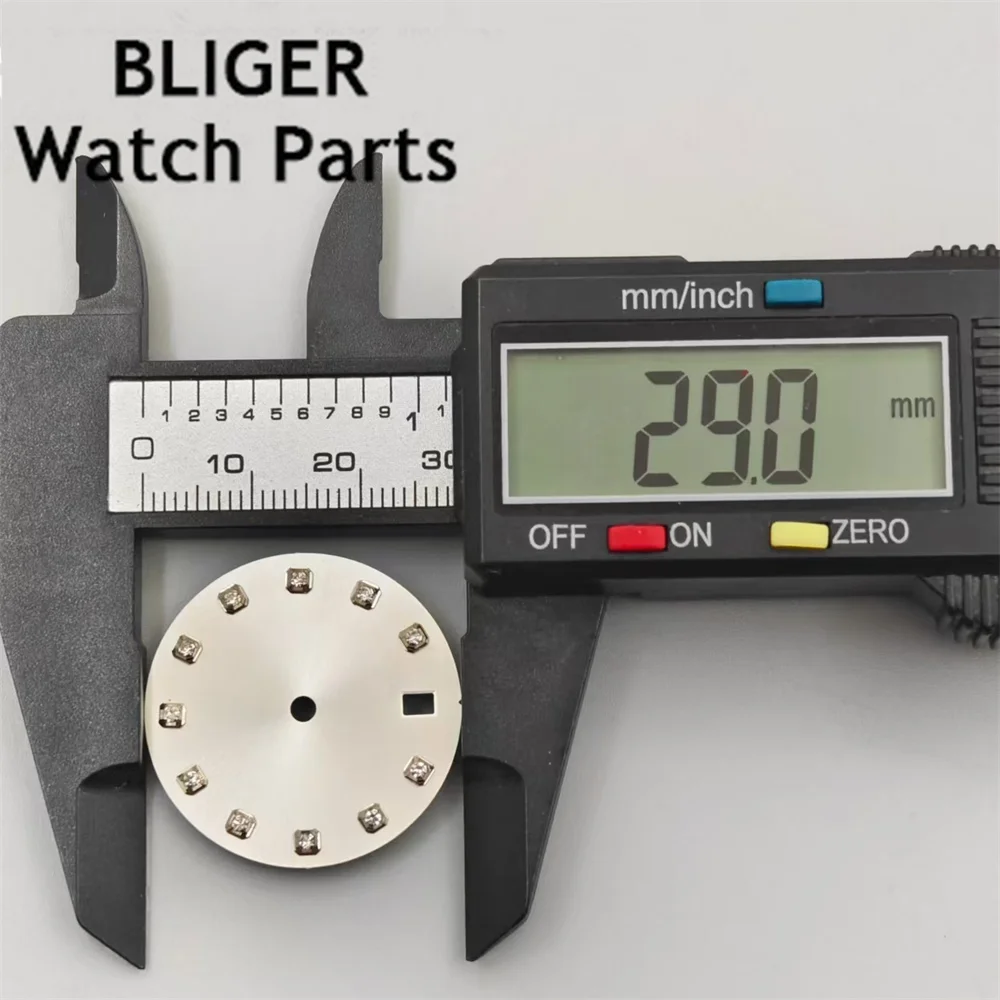 BLIGER 29mm Watch Dial White Black Green Blue Red Dial Silver Gold Rose Gold Diamond Index  Fit NH35 NH36 Movement