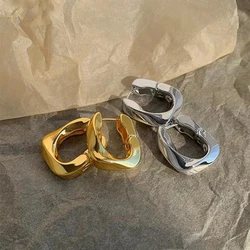 New Twisted Rectangle Hoop Earrings for Women Girls Korean Simple Design Metal Gold Silver Color Party Fashion Y2K Jewelry Gifts