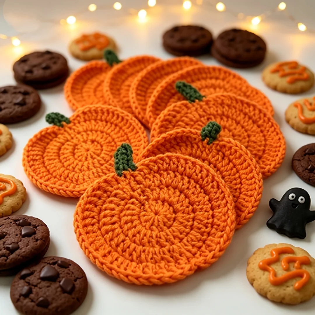 5/3-Piece Set Halloween Knitted Pumpkin Coasters, Heat-Resistant Drink Coasters, Cute Holiday Table Decorations, Ideal Halloween Gift, Christmas Gift
