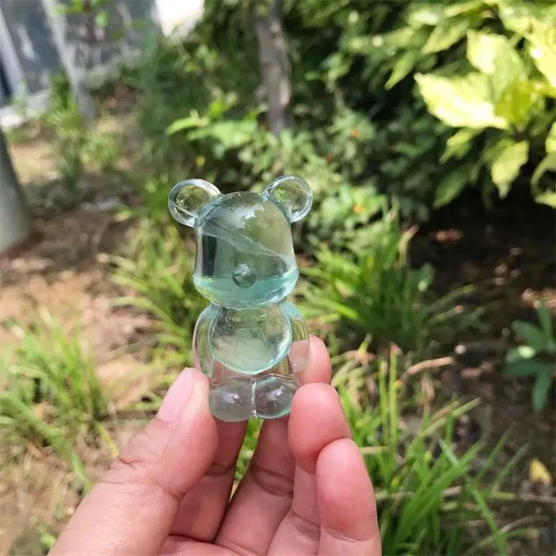 5.5CM Natural Fluorite Hand-carved Cartoon Bear Carving Polished Crystal Healing Stone Home Decor Creative Christmas Gift 1pcs