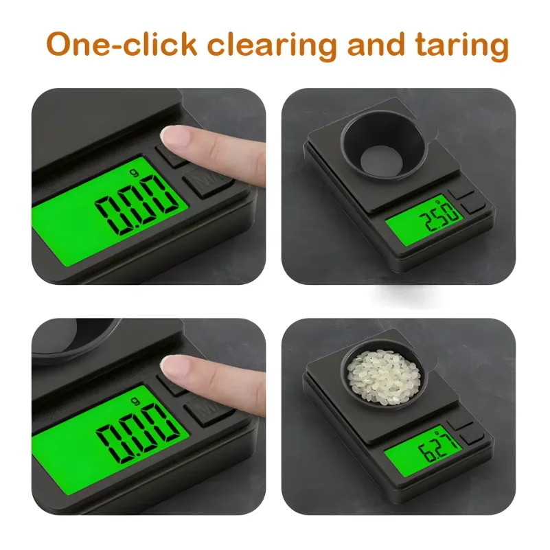 500g/0.01g Electronic Kitchen Scale Accurate Pocket Mini Jewelry Gram Scale with Backlight and Lid Calibration Coffee Scale