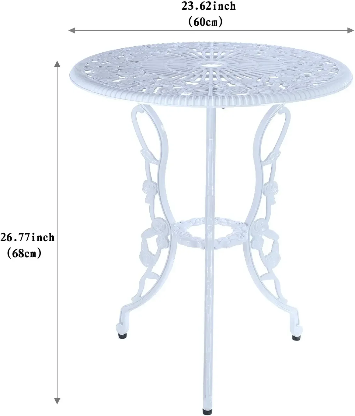 3 Piece Bistro Set,Outdoor Patio Set,Anti-Rust Cast Aluminum Bistro Table Set for Park Yard Front Porch Furniture(White)