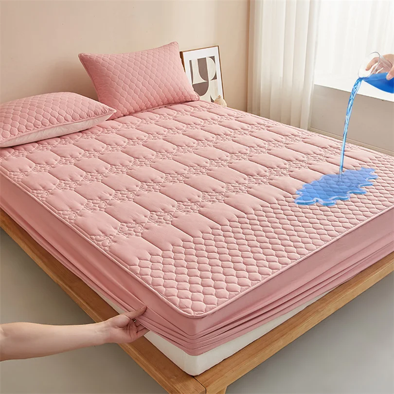

Ultra Soft Mattress Cover 100% Waterproof 3D Air Fabric Mattress Protector Hypoallergenic Anti-mite Fitted Bed Sheet Solid Color