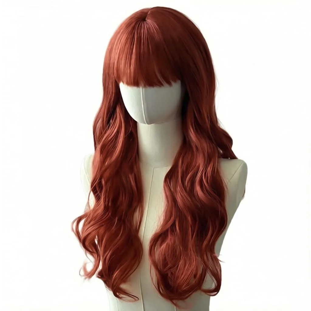 Brown synthetic wig with big waves for Halloween party cosplay role-playing wig daily wig with heat-resistant hair band