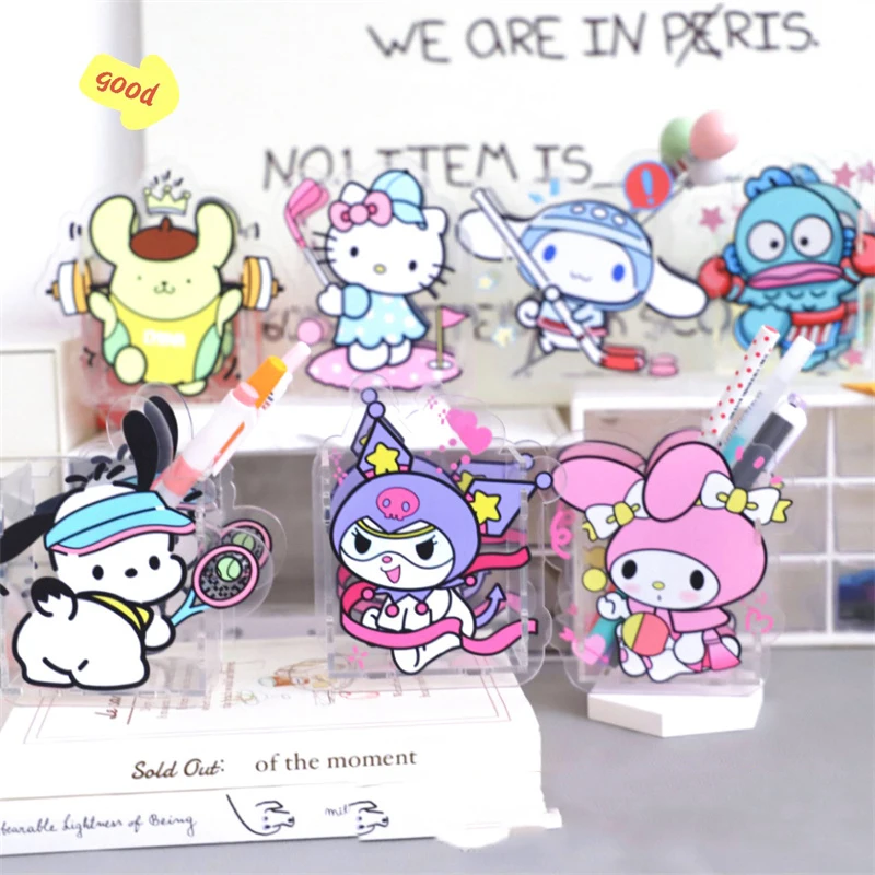 

6 шт/лот прозрачный Sanrio Kawaii куроми Pochacco Pen Holder милый письменный ящик хранения канцелярских принадлежностей школьные офисные принадлежности подарок для детей