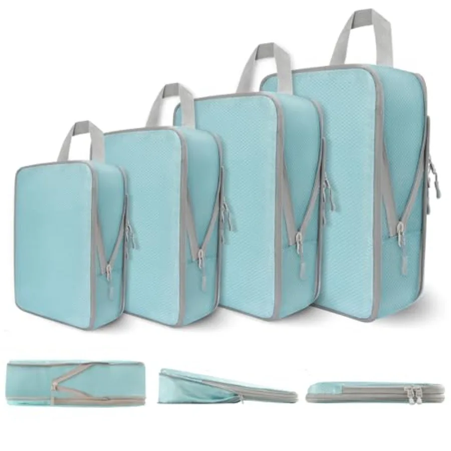 

Compression Packing Cubes for Travel 4 Set Expandable Packing Organizers Lightweight Luggage Organizer Bags Travel Essentials f
