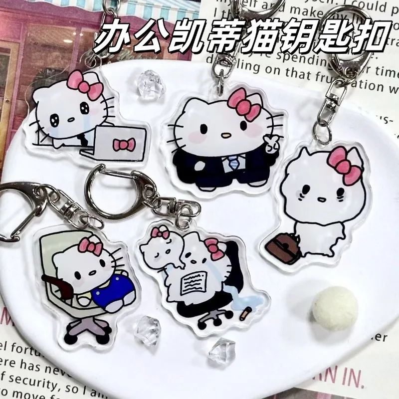 

Hello Kitty Keychain Kawaii Cartoon Acrylic Women Accessories Backpack Key Doll Toy Decorative Desktop Ornament Gift Wholesale