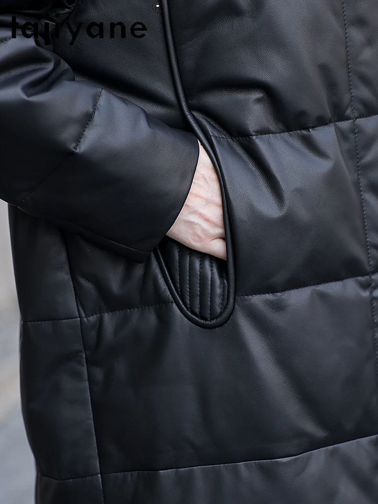 TAJIYANE 100% pelle di pecora Piumino Donna Collo di pelliccia di volpe Piumino d'oca bianca Giubbotti in vera pelle Inverno Donna Abbigliamento 2025