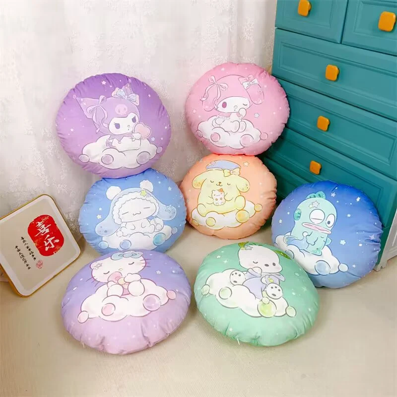 

Подушка плюшевая Sanrio Cinnamoroll Kuromi, мягкая удобная, помпон пурин, набивная, домашний декор, подарок для девушки