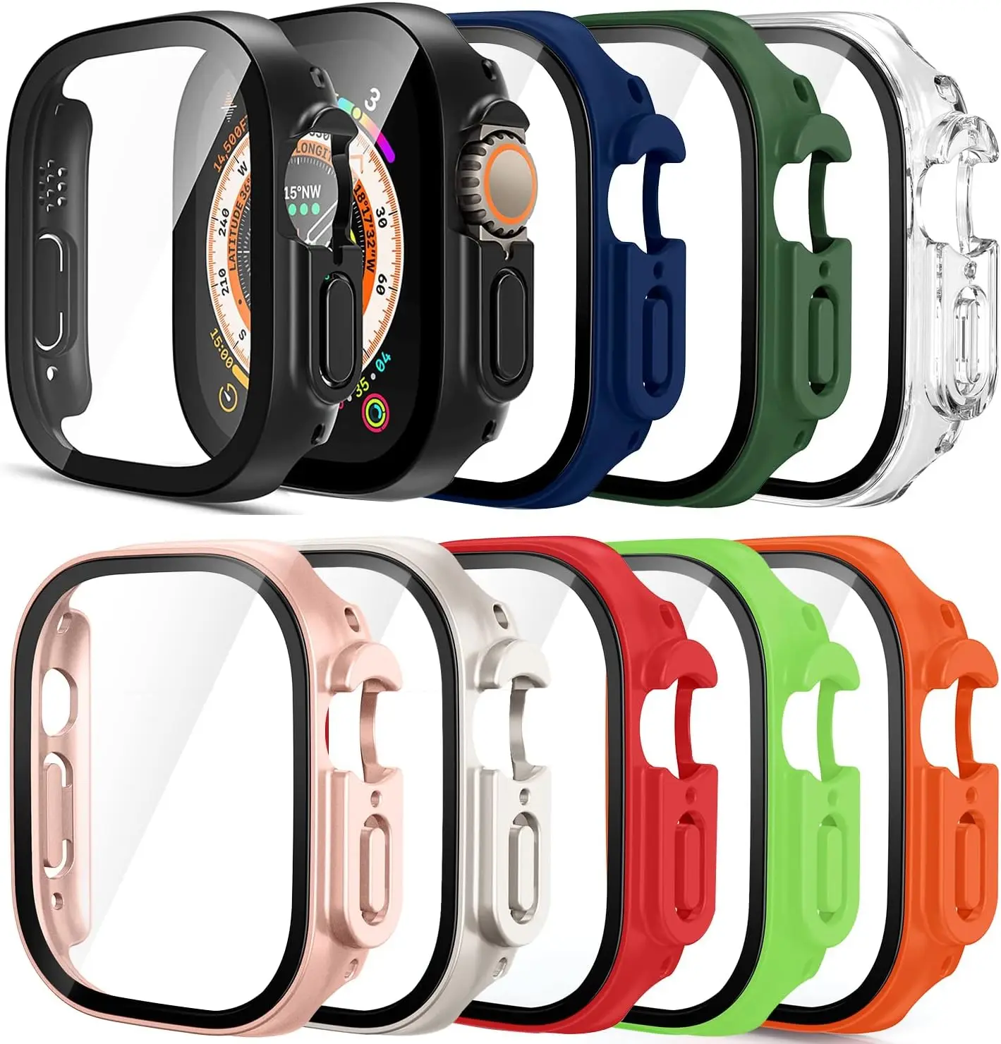 

Watch Ultra 49mm For Apple Watch Case iWatch Accessories Tempered Glass Screen Protector Full Scratch-Resistant Protective Cover