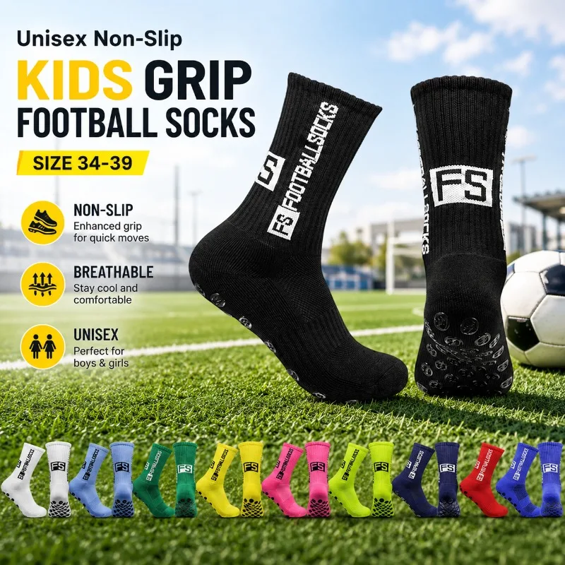 

FS Style Anti Slip Football Socks Non-slip Dot Design Thick Terry Cushion Breathable Sweat Absorbent Sports Hosiery Comfort