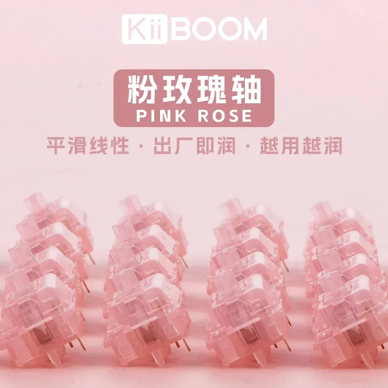 KiiBOOM Rose Pink Switch 35pcs 5PIN PC 38g Linear Axis DIY Customized Hot Swappable Game Mechanical Keyboard Accessories Gifts