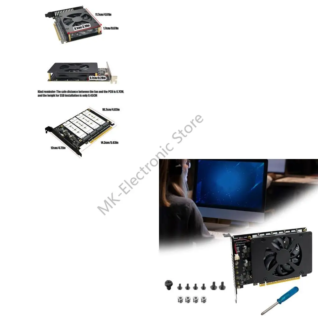 

R2LF Expansion Card Supports NVMe M.2 4x128Gbps Data Transfer Board with Cooling Fan