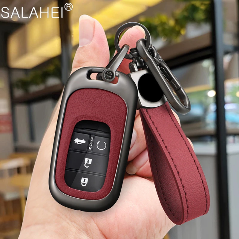 

Zinc Alloy Leather Car Key Case Cover Keyring For Honda Civic Fit Accord CRV CR-V HR-V HRV Jazz Odyssey Vezel City Jazz BRV BR-V