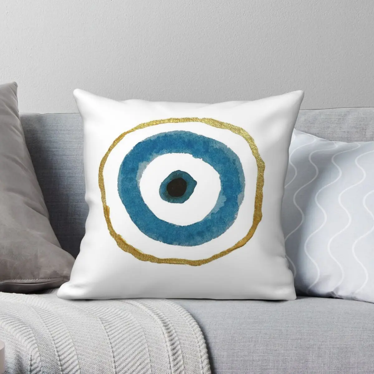 Turkish Evil Eye Pillowcase Polyester Linen Velvet Pattern Zip Decorative Throw Pillow Case Home Cushion Cover