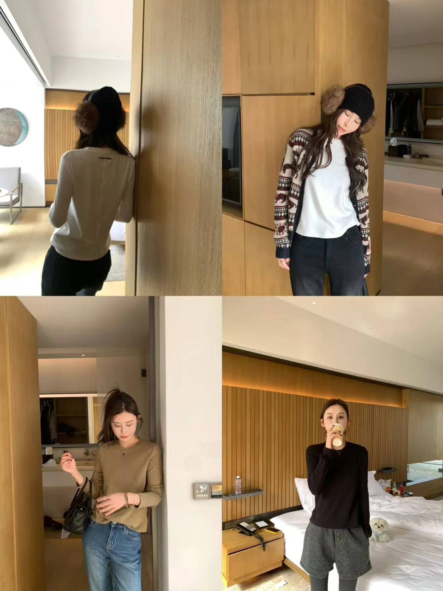 

Comfortable Long Sve T-irt Embroidered Letters Fce Inner Ba Ladies Oversized round Ne Thiened Winter Faion