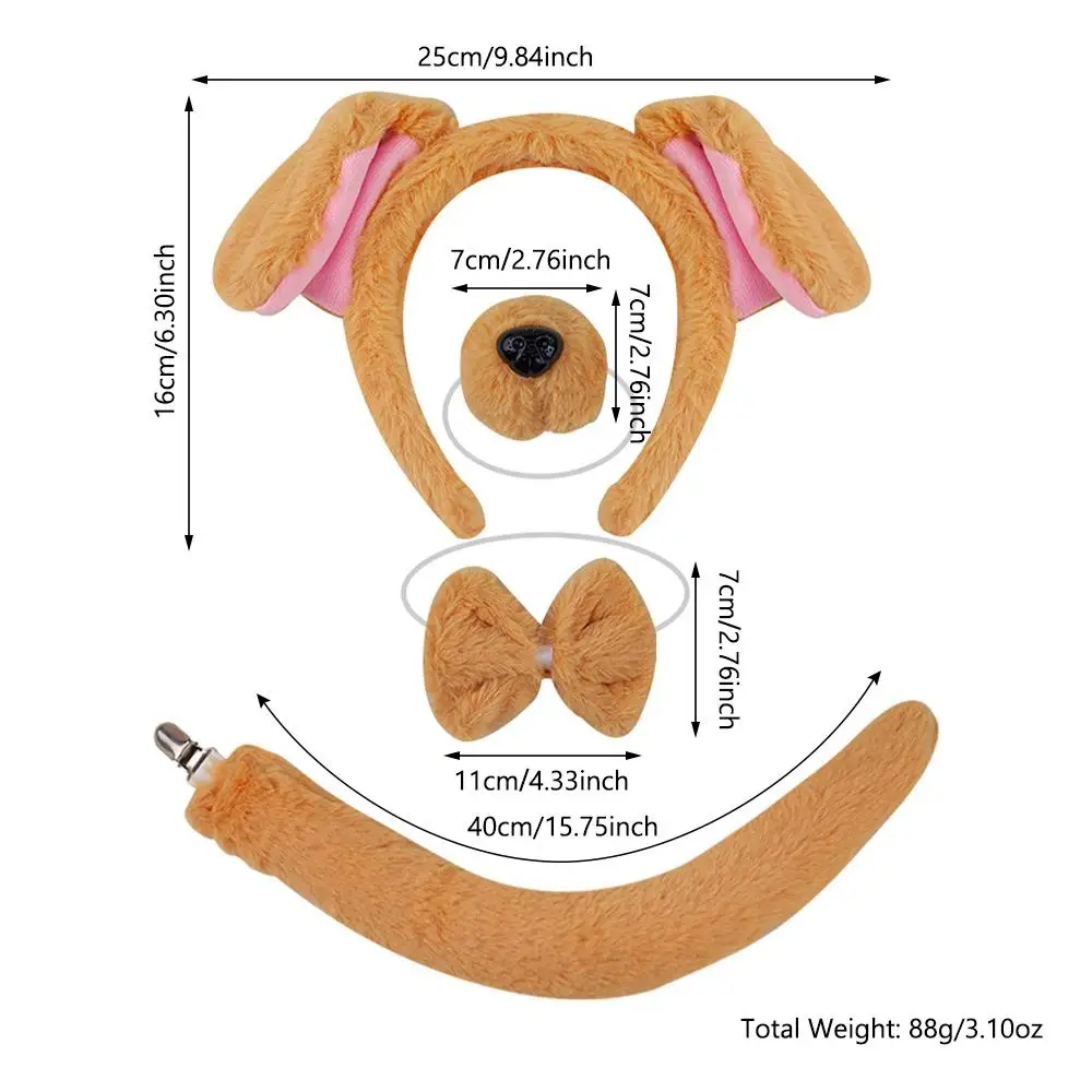 ชุดหูและหางรูปสัตว์สำหรับวันฮาโลวีนสุดน่ารักชุดชุดคอสเพลย์ผู้หญิงสำหรับสุนัขและผู้ใหญ่สำหรับวันหยุดเทศกาลสวมหน้ากาก