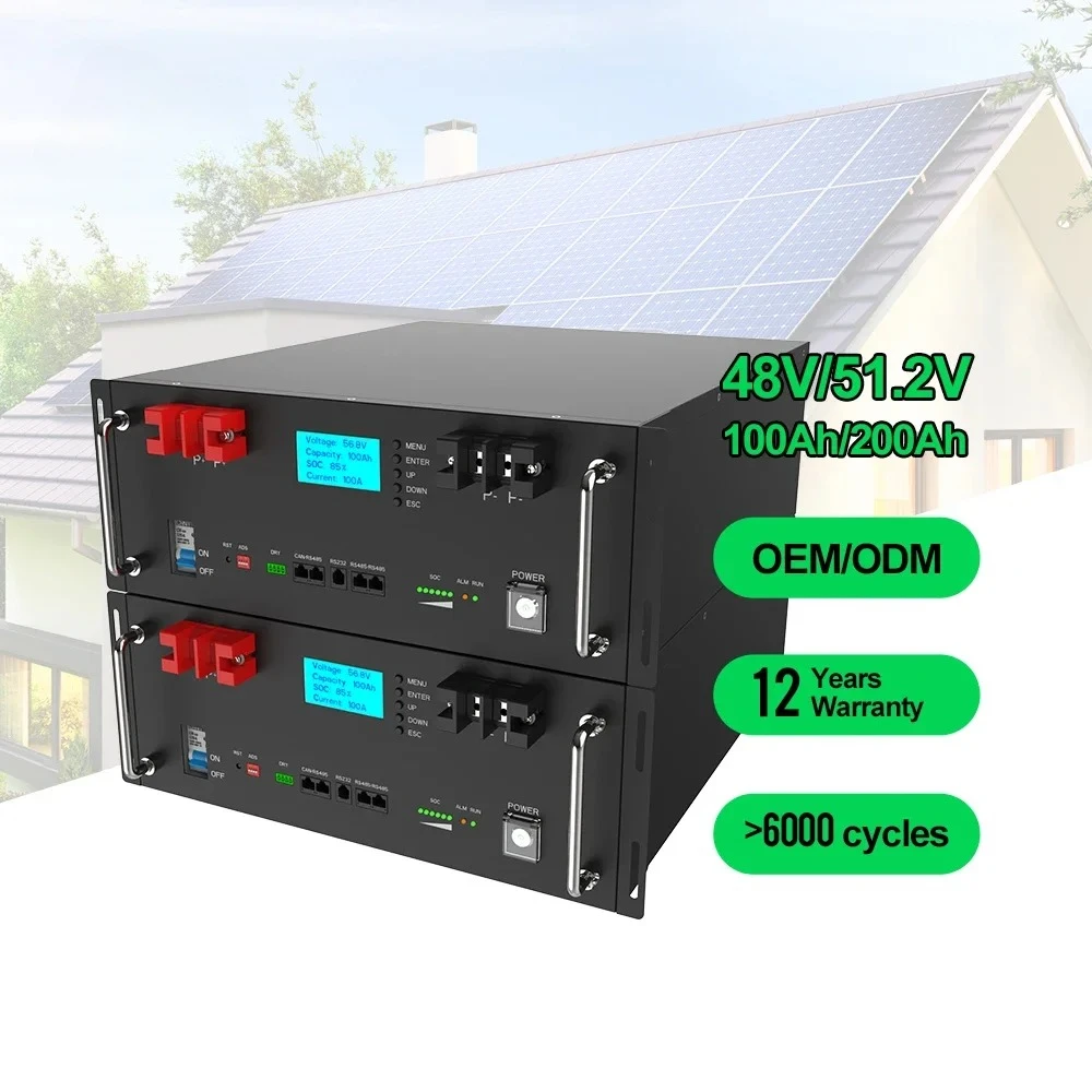 2024 HTE server rack lifepo4 solar batteries 48V 51.2V 5kwh 10kwh 15kwh 20kwh 30kwh 40kwh inverter  home rack mounted batteries
