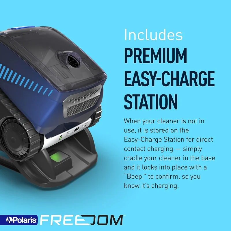 Polaris Freedom Cordless Robotic Pool Cleaner, Cable-Free for All In-Ground Pools up to 50ft, Four Cleaning Modes