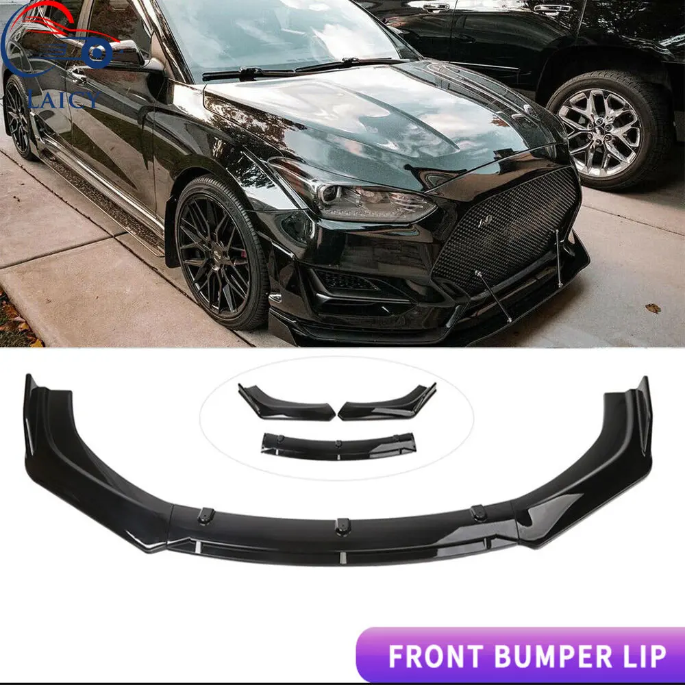 LAICY 3PCS For Hyundai Veloster 2012-2021 Car Front Bumper Lip Splitter Body Kit Chin Spoiler Anti Scratch Diffuser Lip Trim Dam