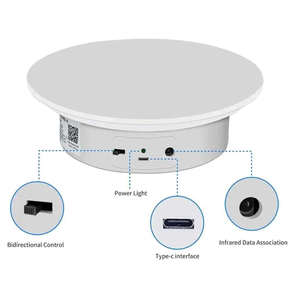 Adjustable speed Rotating Display Stand 11lb Load capacity USB Powere Turntable Show Holder 13cm White Stand Base