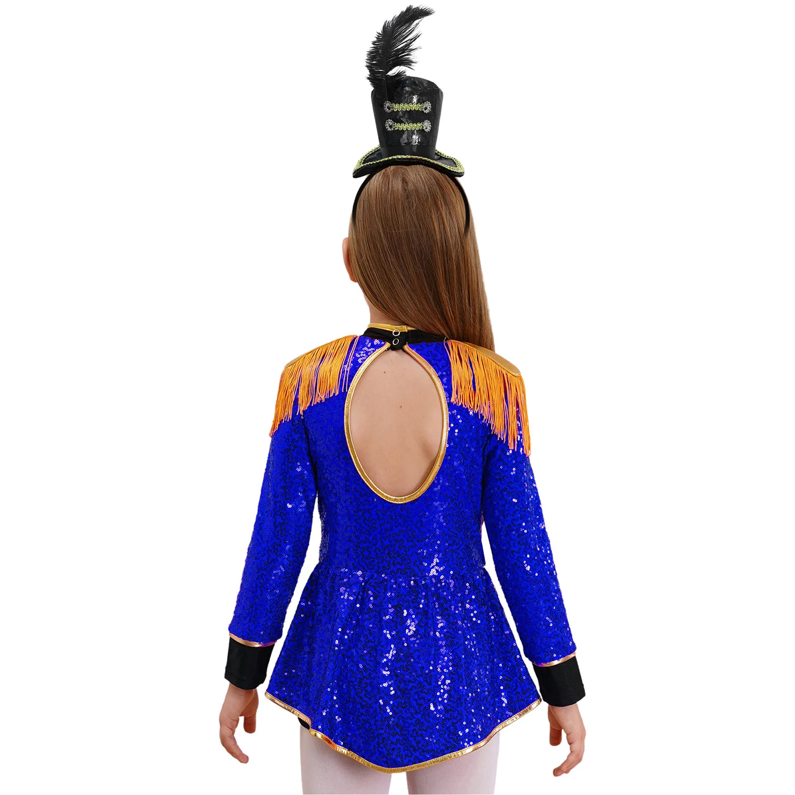 ชุดการแสดงละครสัตว์สำหรับเด็กผู้หญิง ชุดเต้นแจ๊สแทงโก้ แขนยาว ประดับเลื่อม พร้อมเครื่องประดับศีรษะ สำหรับการแสดงในเทศกาล