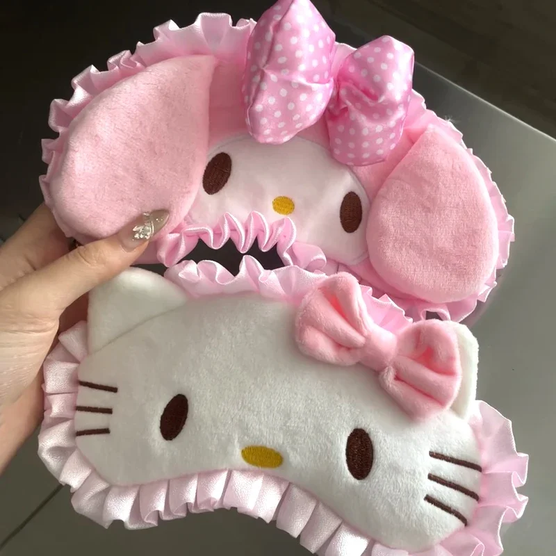 لطيف سانريو الكرتون مرحبا كيتي قناع عين أنيمي الطرفية أفخم بلدي ميلودي وسادة عين اليابانية Kawaii الفتيات النوم قناع عين الهدايا