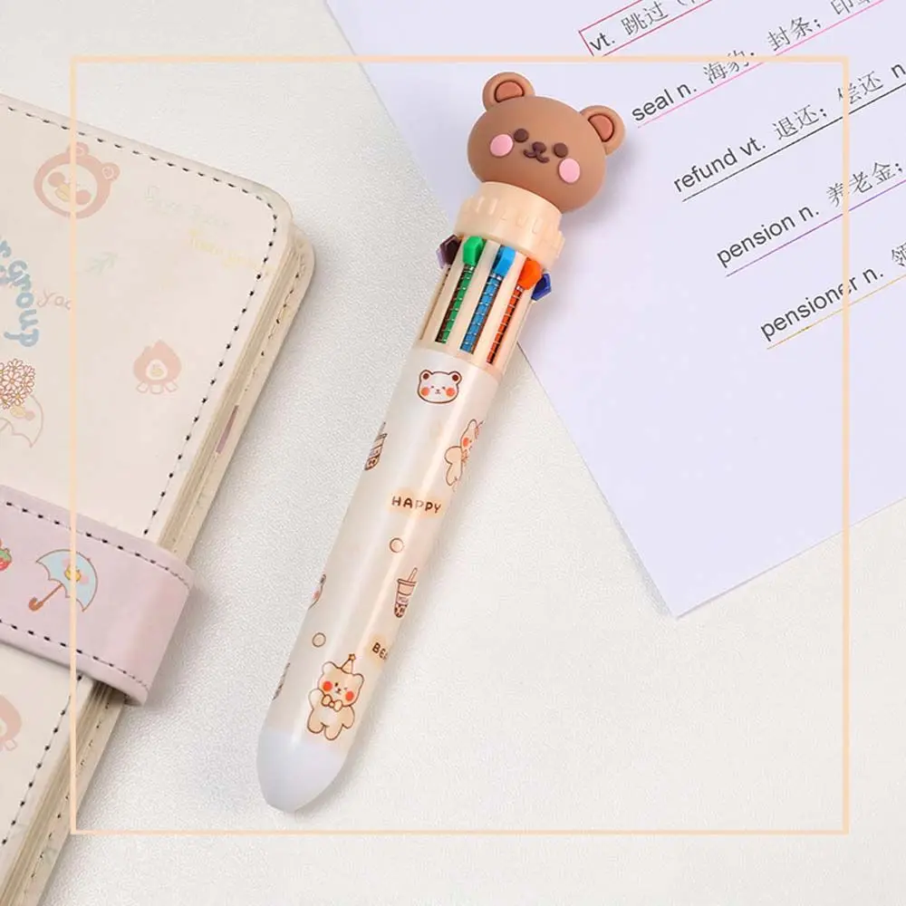 

Learning Writing Supplies Cartoon Office Supplies Ten Color Ball Pen Cartoon Bear Ballpoint Pen Student Writing Pens Stationery