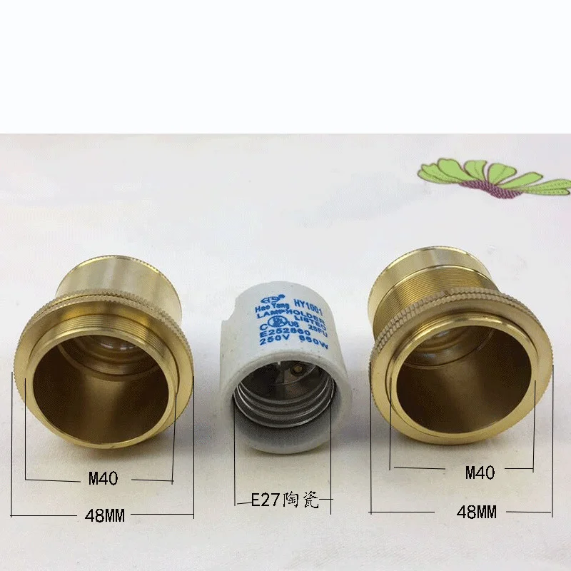 Edison Pure Copper Brass Lamp Holder E27 Ceramic Lamp Heart-free Tube Connection Disk Lighting Accessories