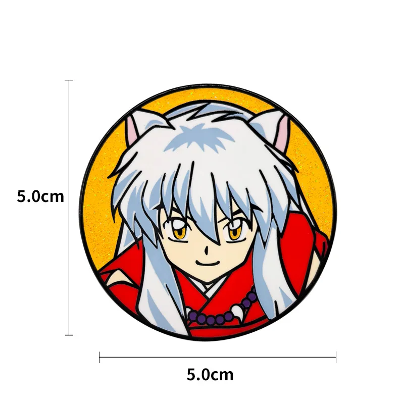 Anime Inuyasha Enamel Badges Sesshoumaru Pins Metal Pendant Japanese Manga Brooches for Bag Backpack Clothing Lapel Cosplay Gift view 6