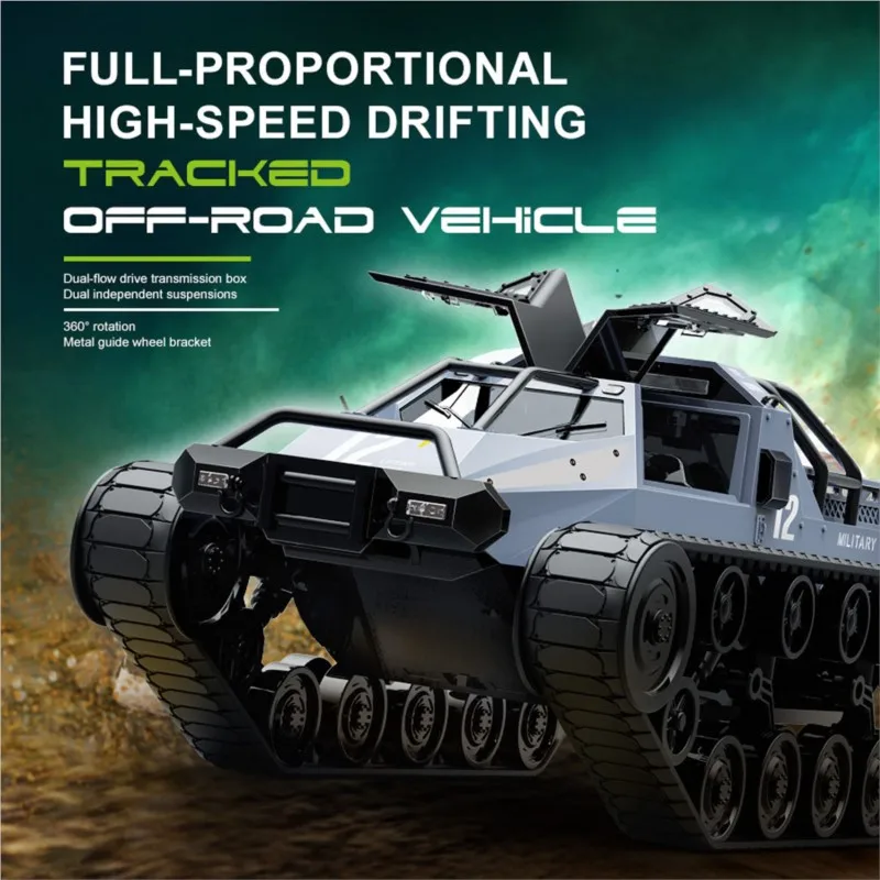 1/12 JJRC C8812 MAX Radio Control Tracked Off Road Vehicle RC Drifting Car 360° Rotation Lights Openable Door Dual Flow Gearbox