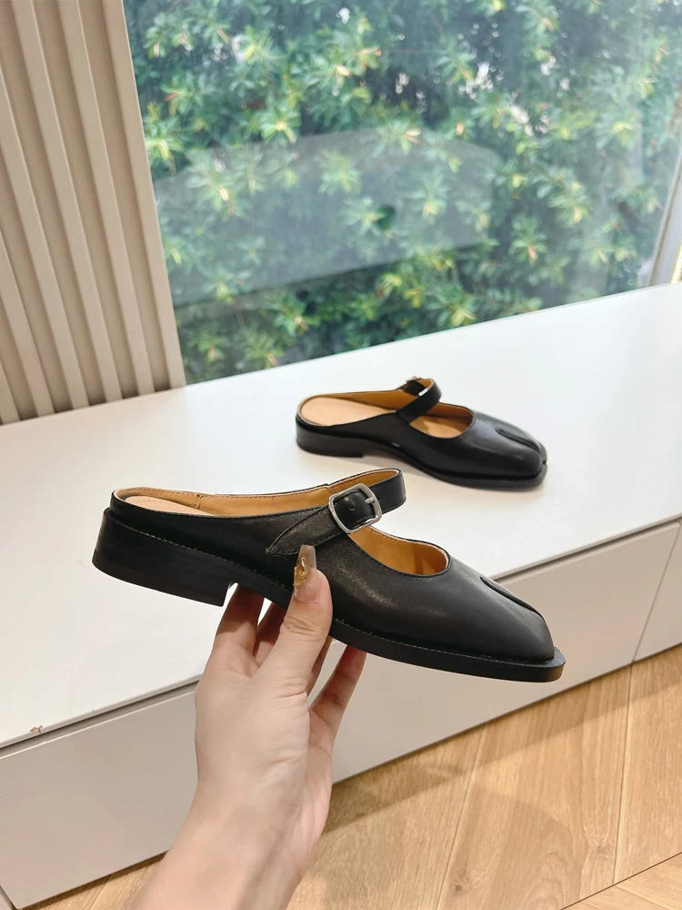 Designer Loafers Low Heel Slip On Women Shoes New Arrival Split Toe Shoes High Quality Matte Leather Mary Jane Platform Shoes