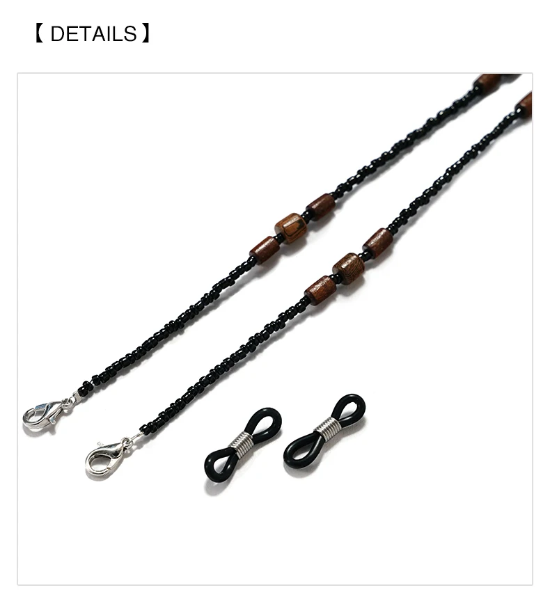 2022 neue Holz Perlen Gläser Kette für Frauen Mode Lanyard Acryl Maske Sonnenbrille Gurt Schnur Hängenden Hals Halten – Detail 3