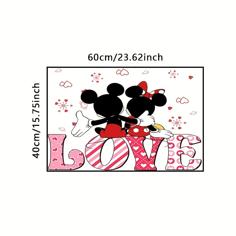 1 ملصق حائط ديزني ميكي وميني تحت عنوان عيد الحب - ميكي وميني بنمط قلب يتميز بحروف الحب - مناسب للزجاج والجدران والثلاجات والمرايا وتزيين الغرفة وتصميم المرح #3