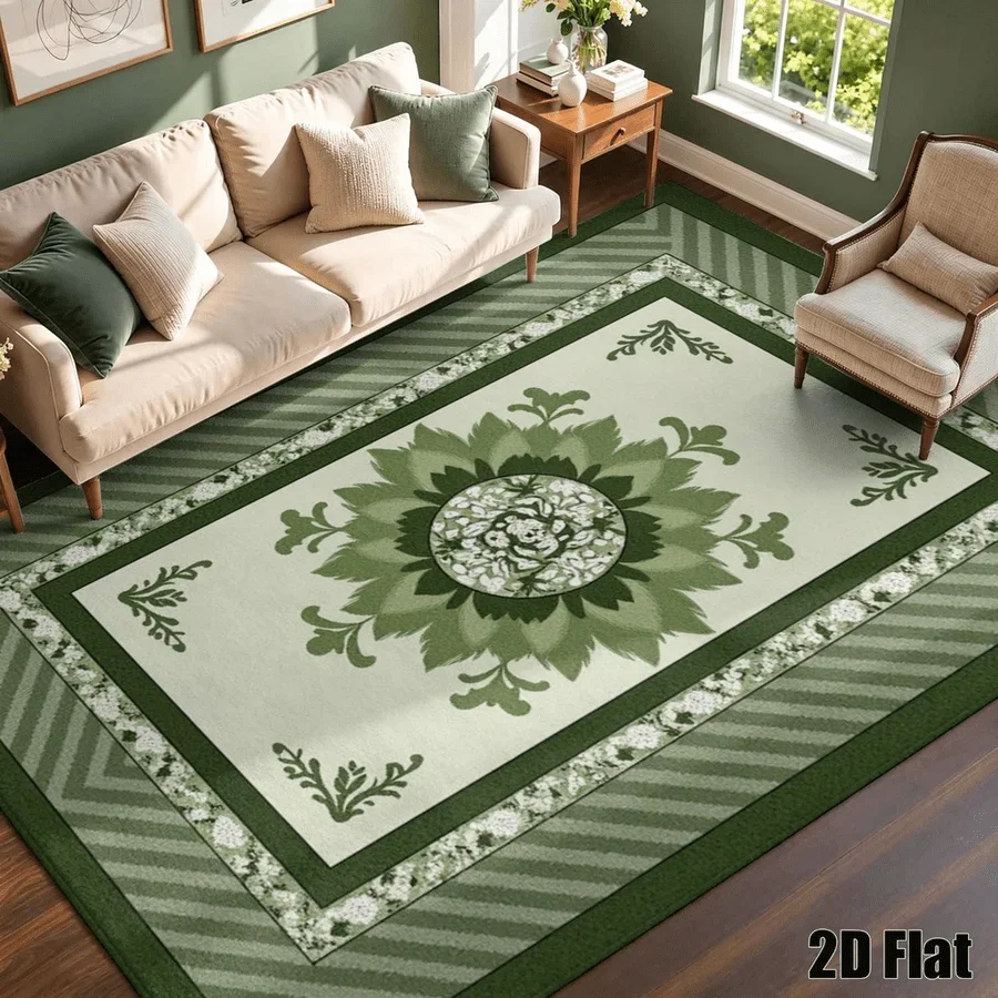1Pc Retro European Pattern Carpet, Bohemian Style Decorative Rug for Living Room, Bedroom, Dining Room, Bedside, Indoor and Outd