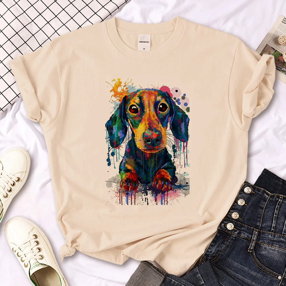 Dachshund t shirt women graphic Y2K Tee female graphic clothes